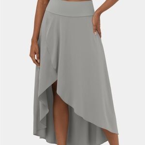 Halara Dust Gray High Low Ruffle Breezy Midi Skirt